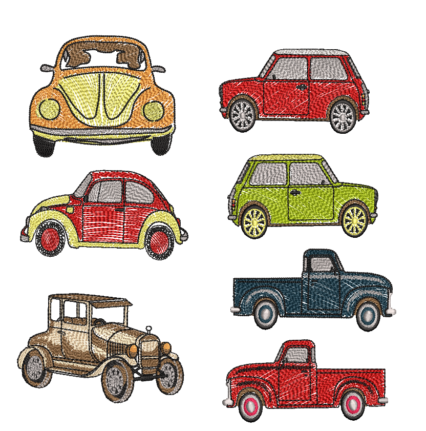 COLORING OLD CARS SET