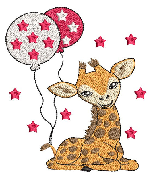 Giraffe with balloon