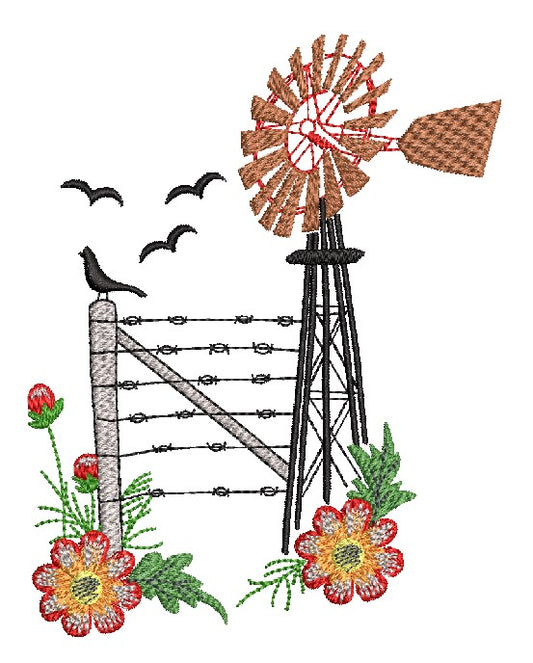 WINDMILL WITH FLOWERS 2