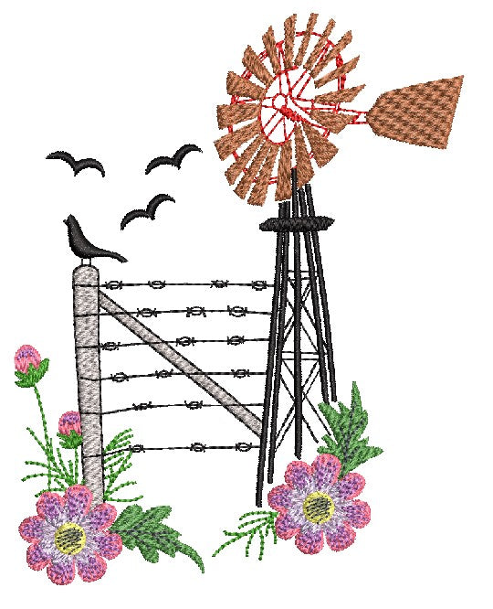 WINDMILL WITH FLOWERS 1